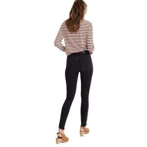 Madewell Womens Black High-Rise‎ Skinny Jeans With Raw Hem